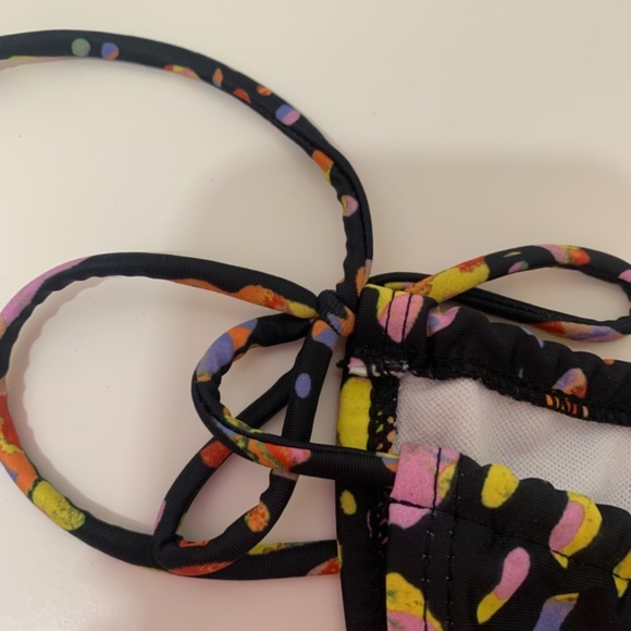 Missguided NWT Multi Leopard Tie Side Bikini Bottoms in Black Size 10 - Picture 5 of 7